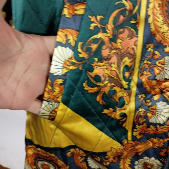 Vintage Reversible Jacket Womens XL Italian Scarf Print Quilted 80s Art to Wear - Picture 12 of 15